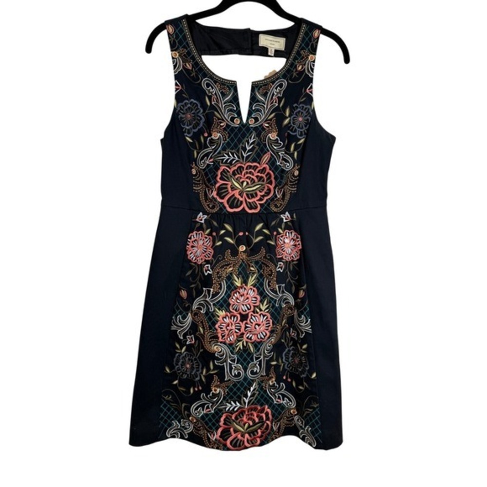 Moulinette Soeurs Embroidered Dress Sleeveless Black Floral Size 6 Party - Picture 2 of 6